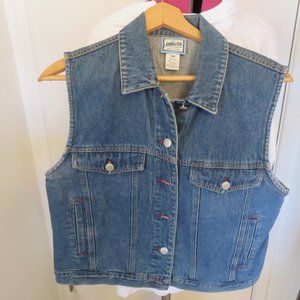 Pendleton Women's Size M Wool Lined Sleeveless Denim Jean Vest Blue Vintage